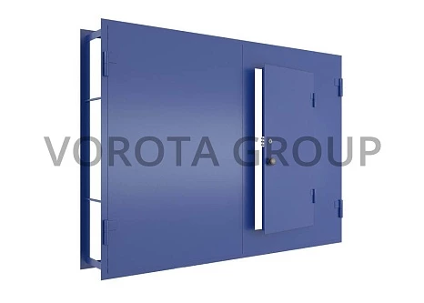 Металлические гаражные ворота Doorhan синего цвета 3000x2000