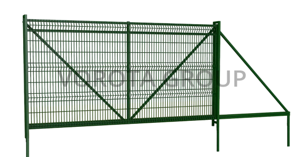 ворота на винтовых сваях зеленые 3300x1900